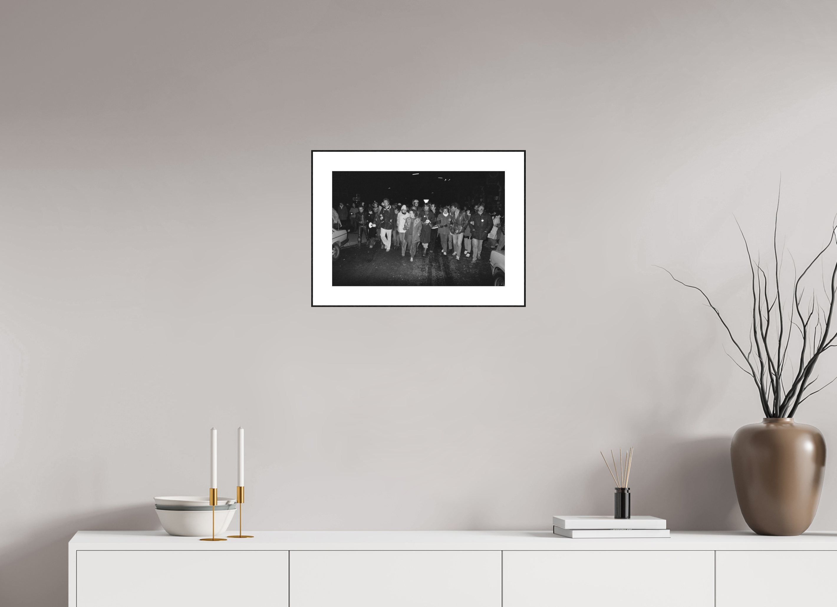 45 x 30 cm, 3b. Foto in ArtBox (4mm) mit Weißrand Johannes Hartmann: Springer blockieren (S/W-Foto)